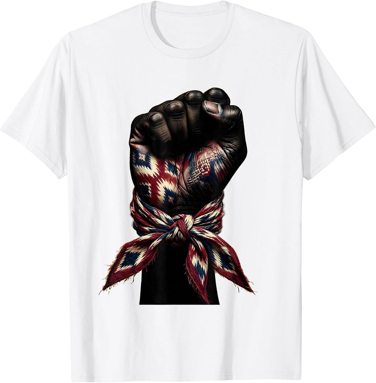 Men's Bandana Wrapped Fist Graphic Design T-Shirt - White
