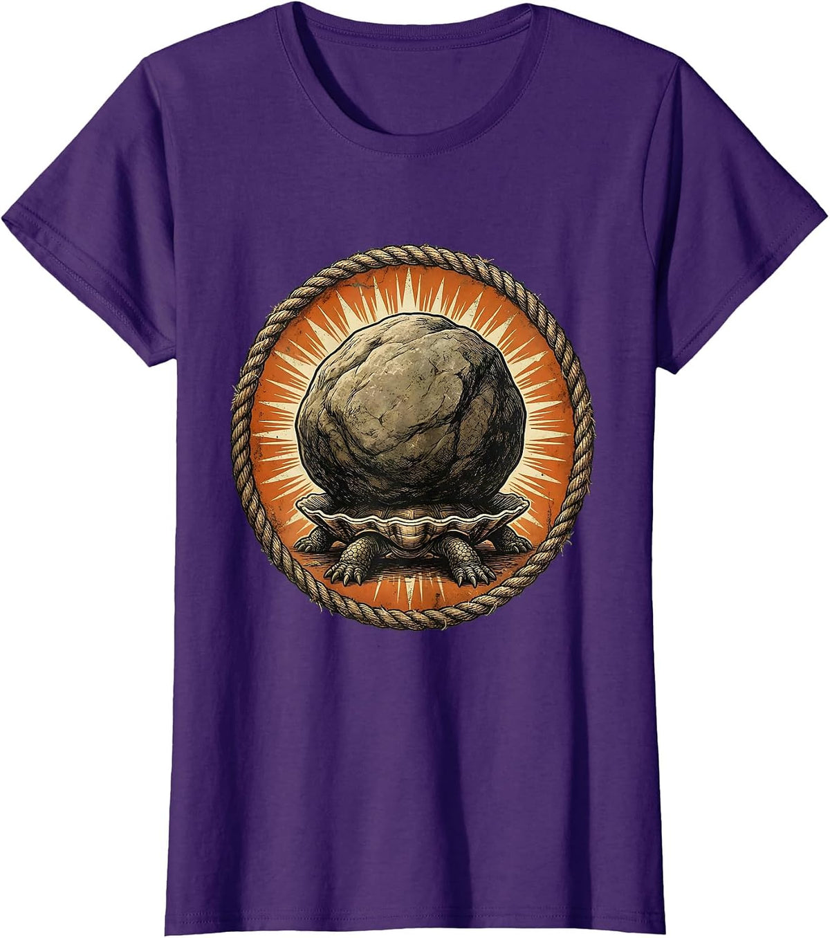Women's Tiny Turtle Big Boulder Darkly Funny Graphic T-Shirt - Purple