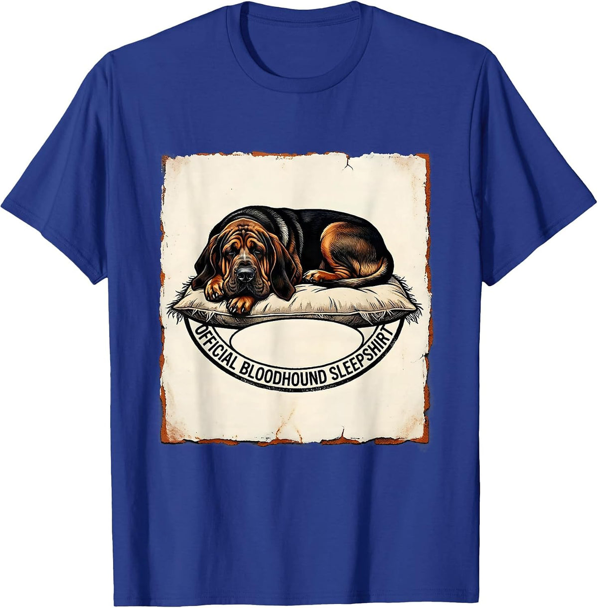 OFFICIAL BLOODHOUND SLEEPSHIRT Rubber Stamp Dog Lover Pajama T-Shirt - Royal Blue