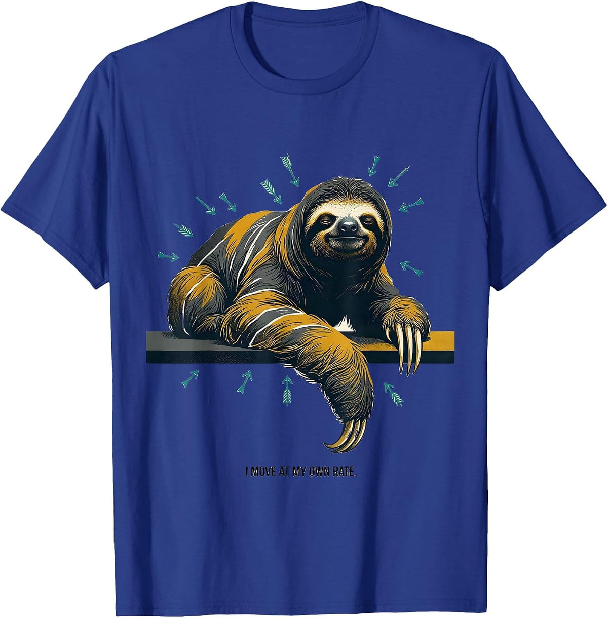 I Move At My Own Rate Funny Sloth Lover Gift T-Shirt - Royal Blue