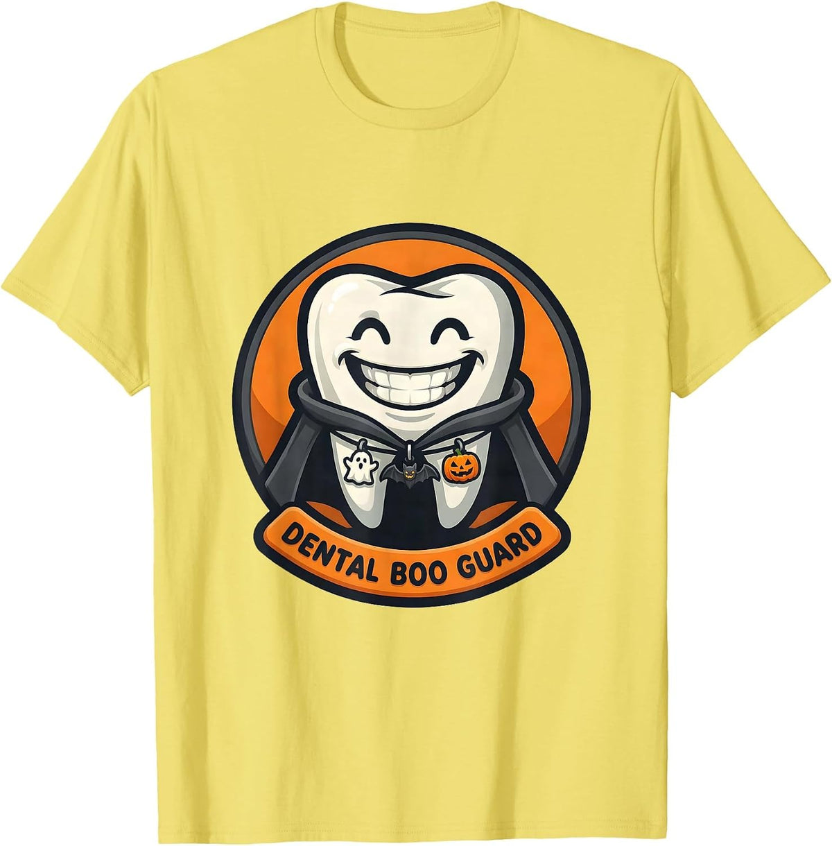 Men's Dental Boo Guard Funny Halloween Dentist Dental Hygienist T-Shirt - Lemon Yellow