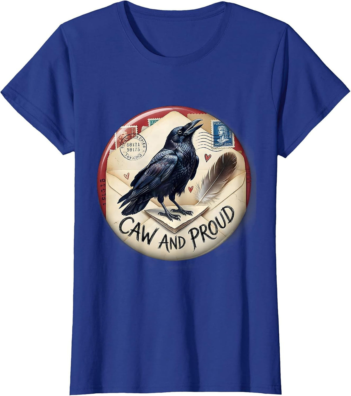 Women's Caw And Proud Crow Lover Graphic Design T-Shirt - Royal Blue