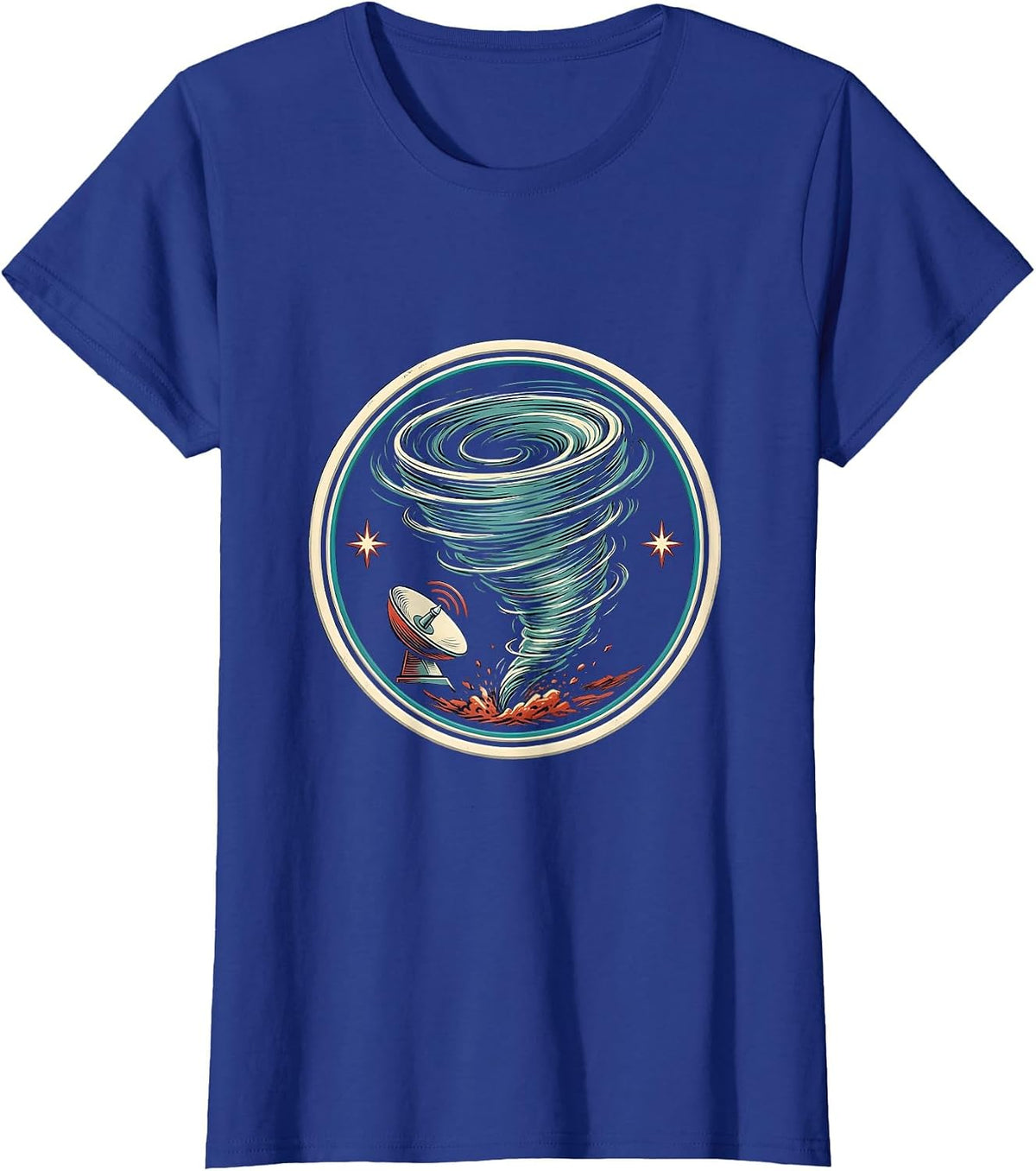 Women's Sealed Tornado Badge Funny Storm Chaser Meteorology Humor T-Shirt - Royal Blue