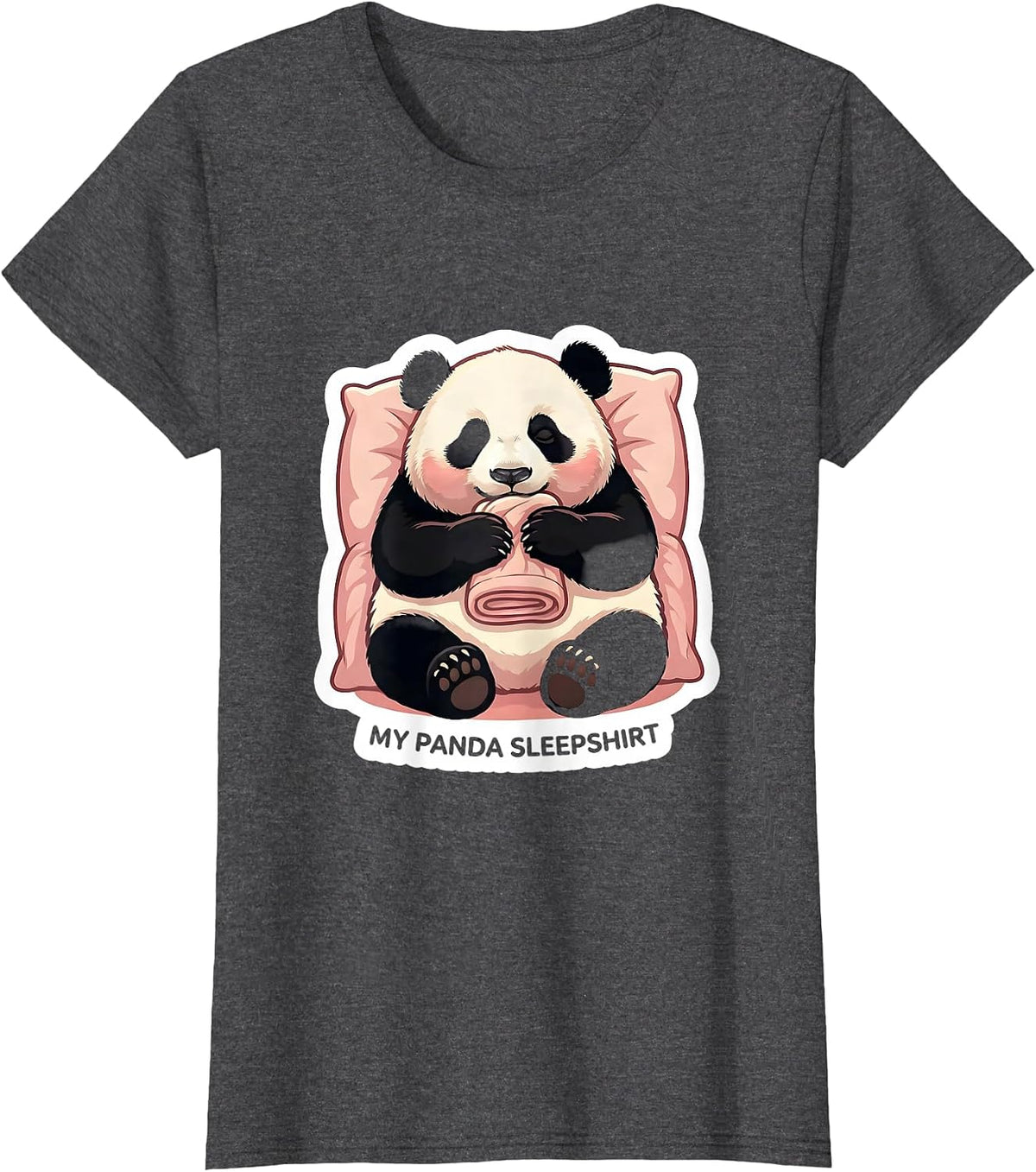 Women's My Panda Sleepshirt Cute Animal Lover Pajama Gift T-Shirt - Dark Heather Grey