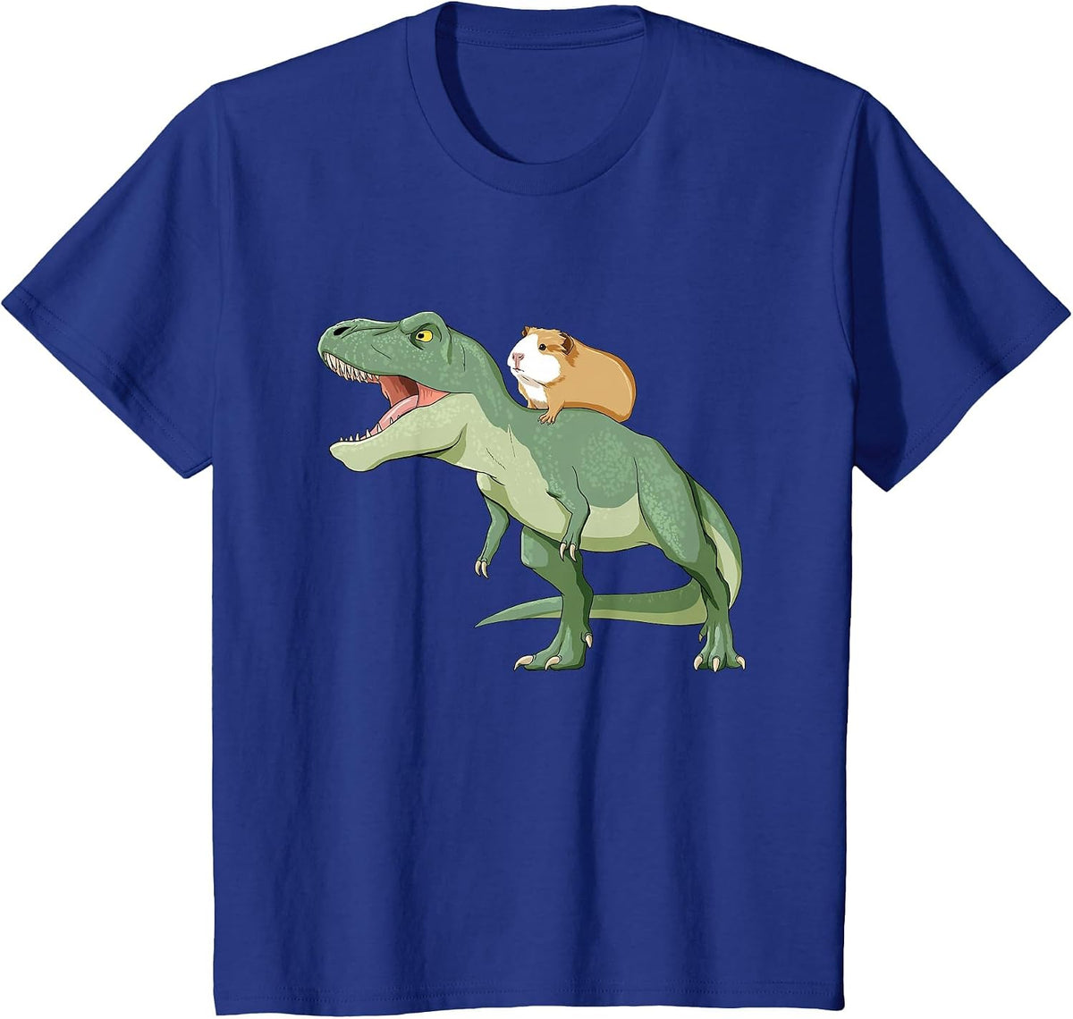 Guinea Pig Rides T Rex Dinosaur T-Shirt - Royal Blue