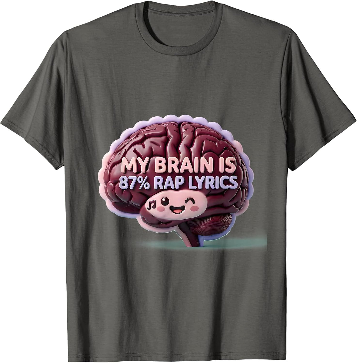 My Brain Is 87% Rap Lyrics Cute Kawaii Music Lover Humor T-Shirt - Asphalt Grey