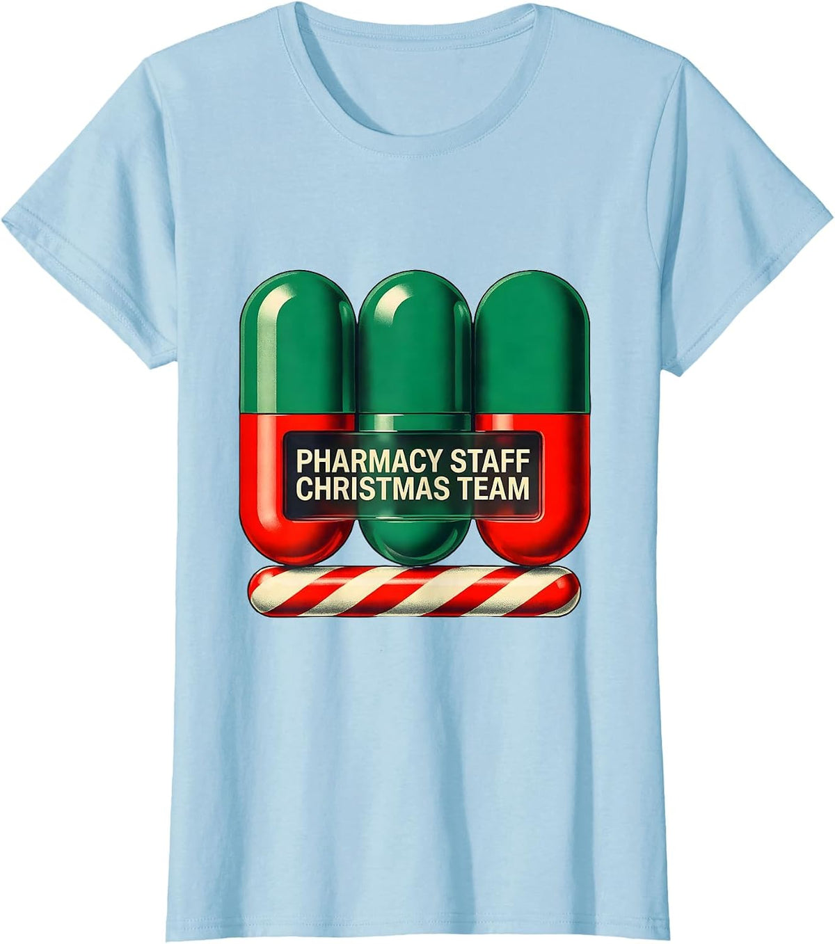 Pharmacy Staff Christmas Team Funny Pharmacy Technician T-Shirt - Baby Blue