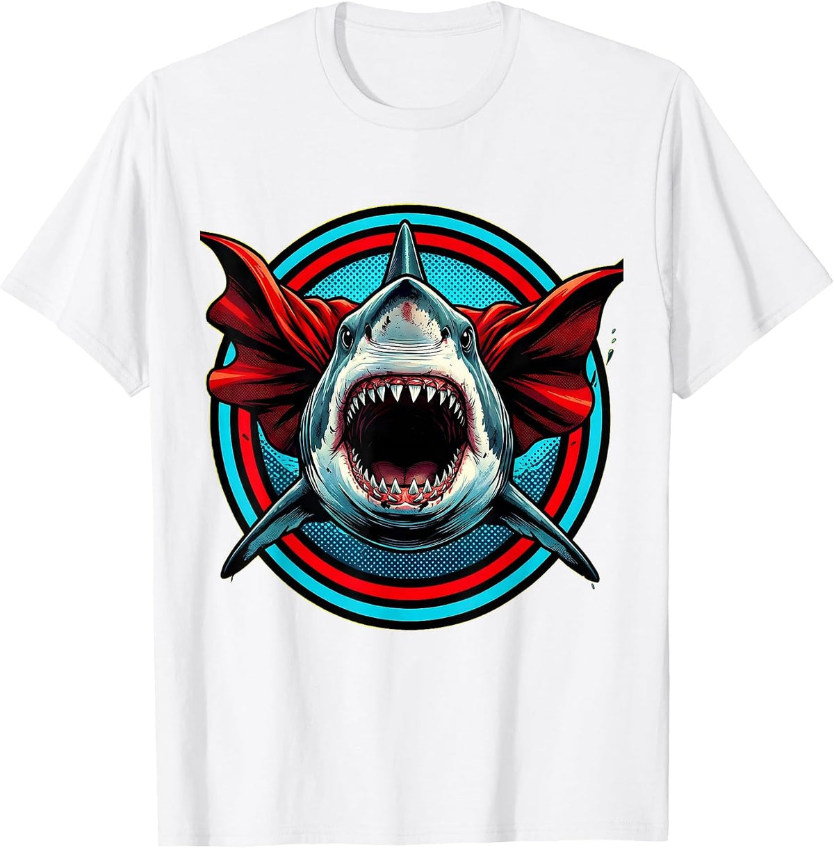 Men's Mommy Shark Superhero Cape Graphic Tee T-Shirt - White