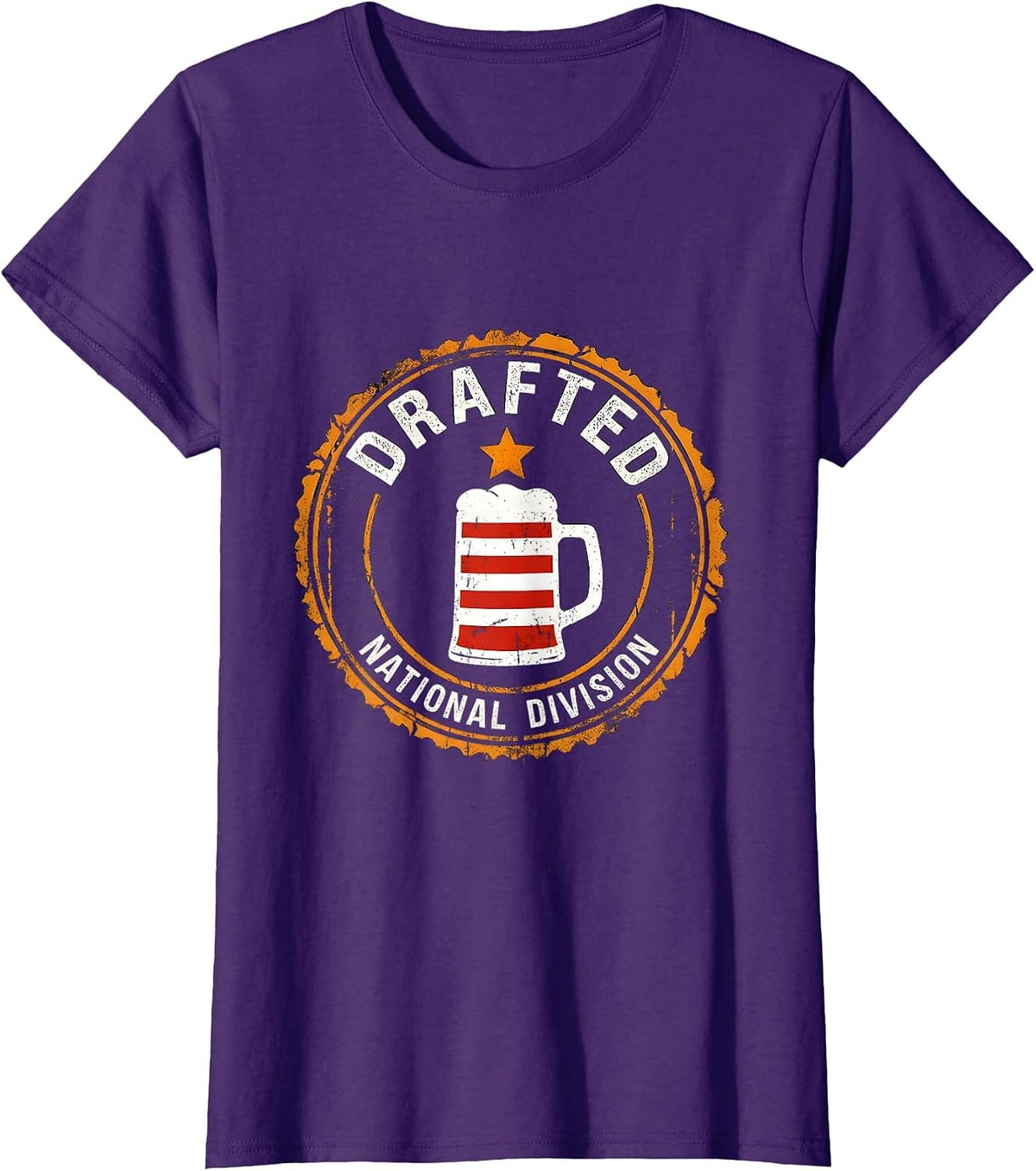 Women's Drafted National Division Rubber Stamp National Flag T-Shirt - Purple
