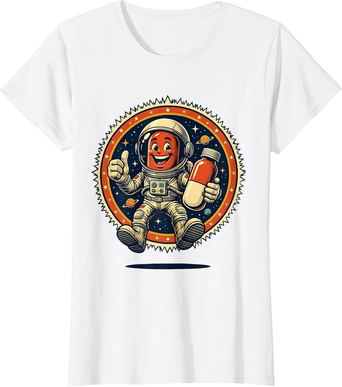 Pharmacy Technician Astronaut Space Pill Bottle T-Shirt - White