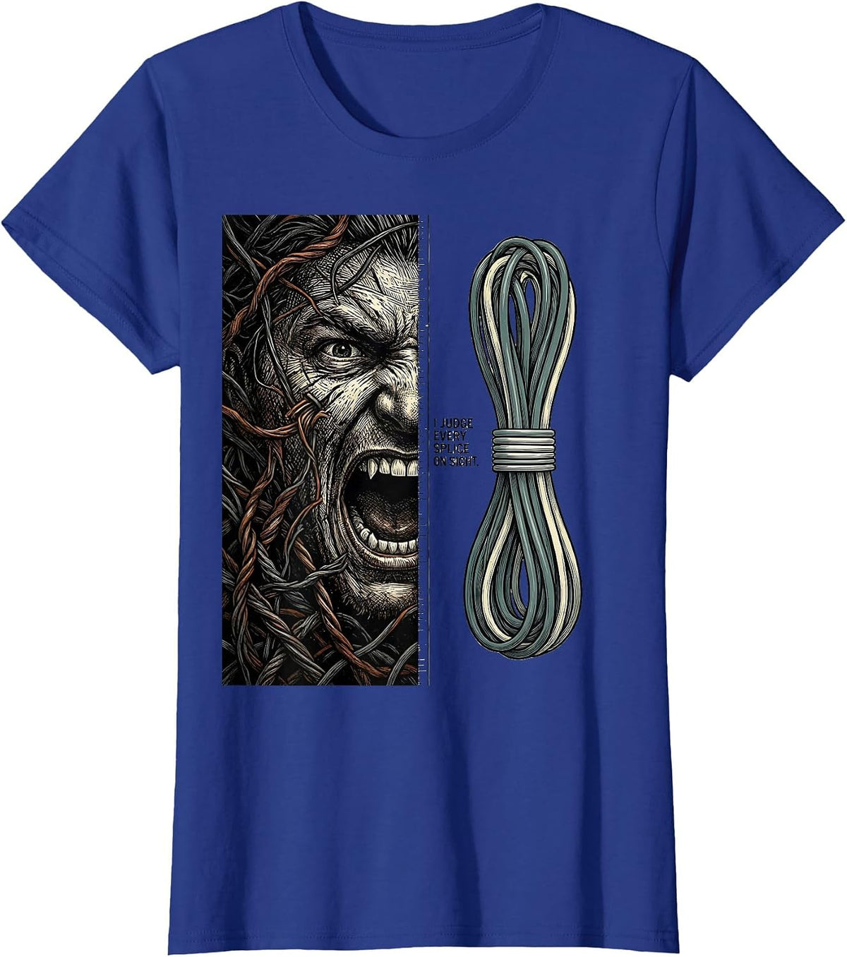 Women's I Judge Every Splice On Sight Funny Electrician Skeleton T-Shirt - Royal Blue
