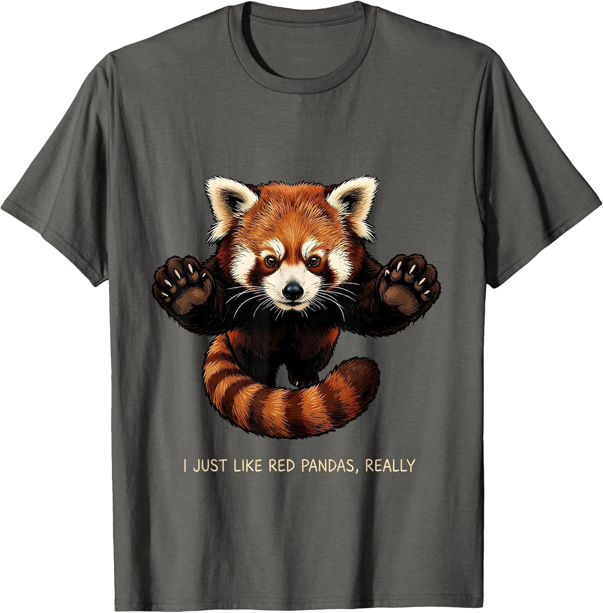 Men's I Just Like Red Pandas, Really Cute Animal Lover Gift T-Shirt - Asphalt Grey