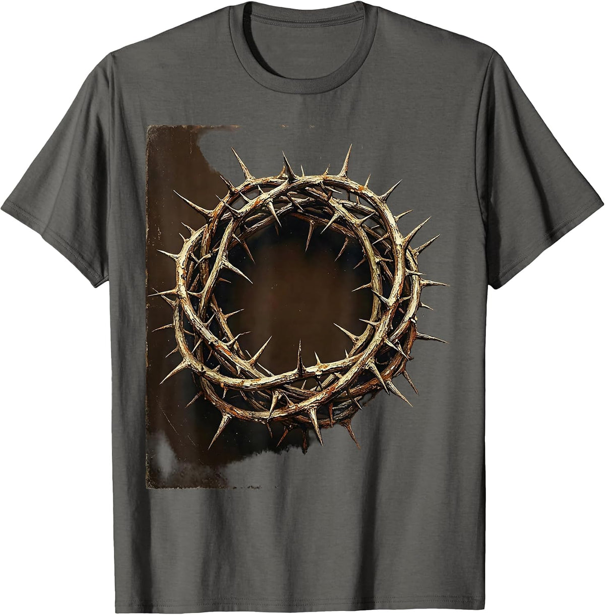 Men's Crown of Thorns Christian Faith Graphic Design T-Shirt - Asphalt Grey