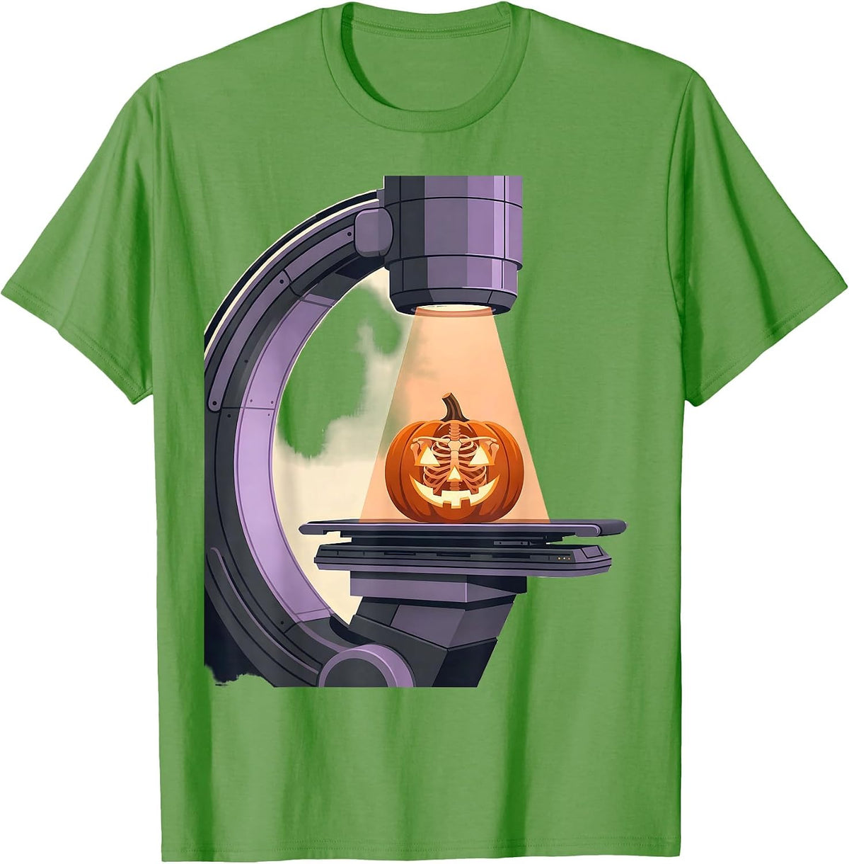 Men's C-Arm Halloween Radiology Tech Ghost Skeleton T-Shirt - Grass Green