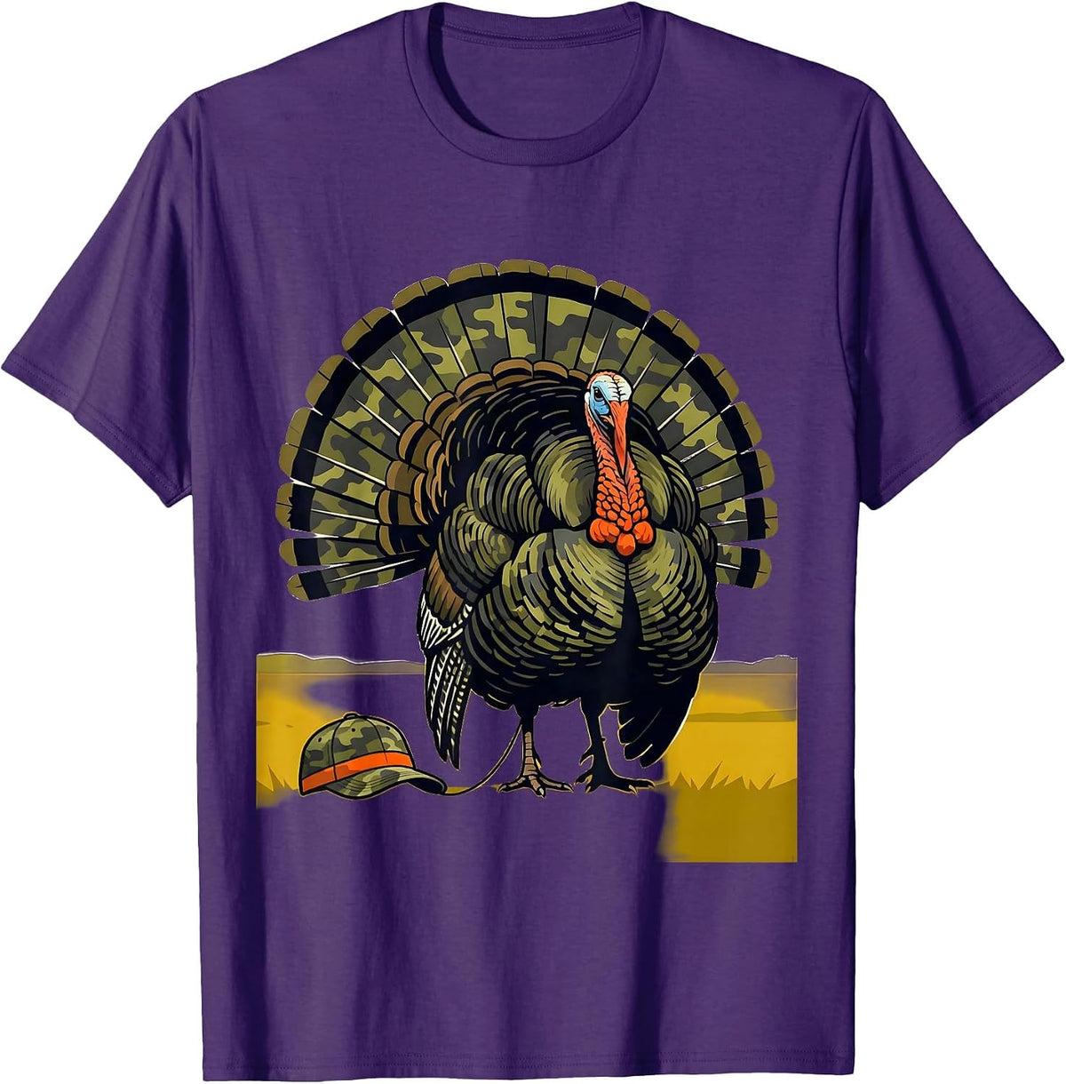Wild Turkey Camo Hunting Youth Boy Birthday T-Shirt - Purple
