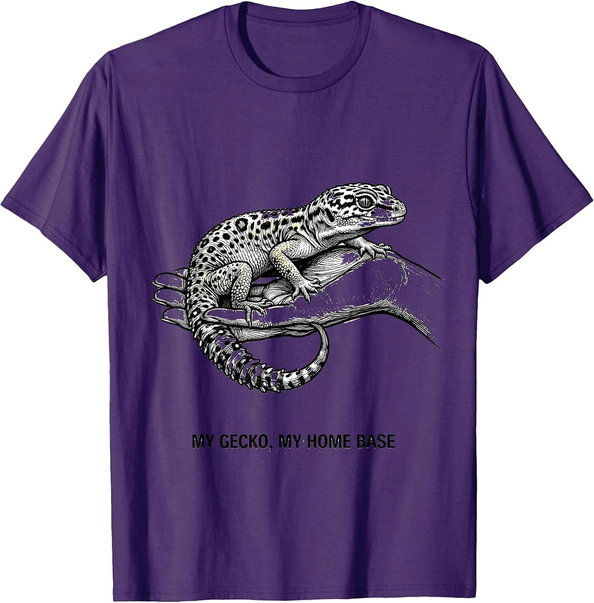 My Gecko My Home Base Funny Reptile Lover Leopard Gecko Gift T-Shirt - Purple
