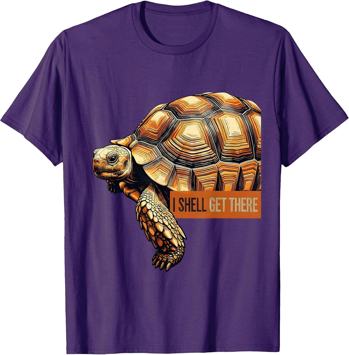 Men's I Shell Get There Funny Turtle Lover Pet Owner Humor T-Shirt - Purple