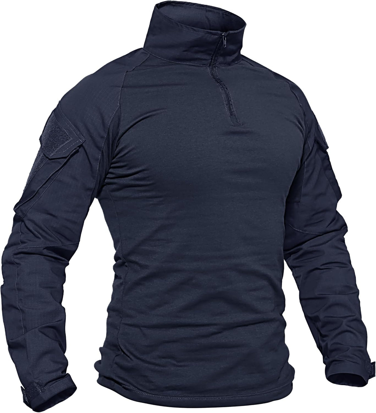 TACVASEN Men's Tactical Long Sleeve Combat Shirt 1/4 Zip Airsoft Hiking - Navy
