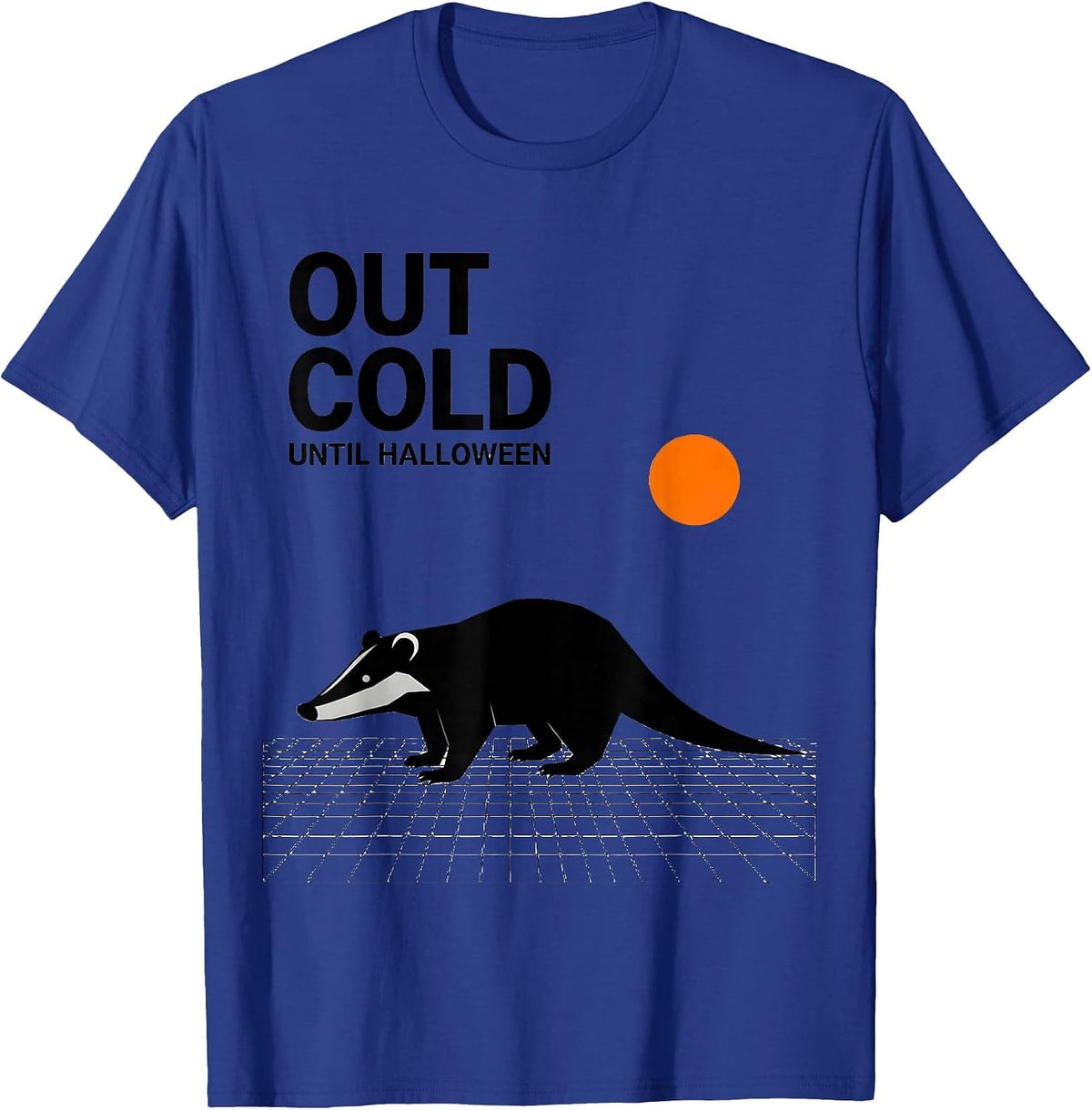 Out Cold Until Halloween Vintage Opossum Moon Spooky T-Shirt - Royal Blue