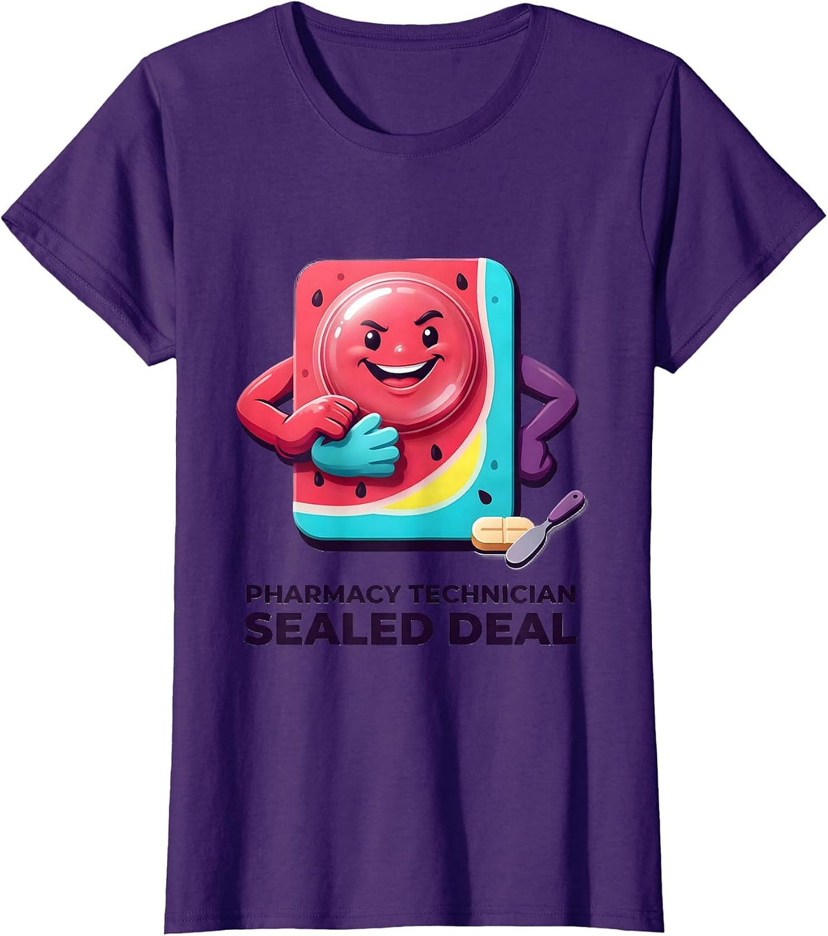 Women's Pharmacy Technician Sealed Deal Funny Pharmacy Crew Gift T-Shirt - Purple