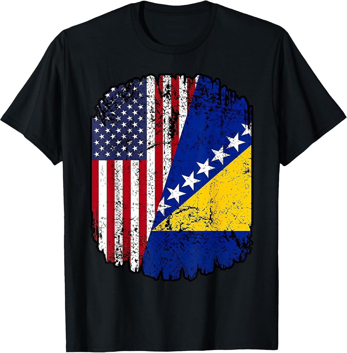 American Bosnian Country Bosna Bosnian Roots Flag USA Bosnia T-Shirt - Black