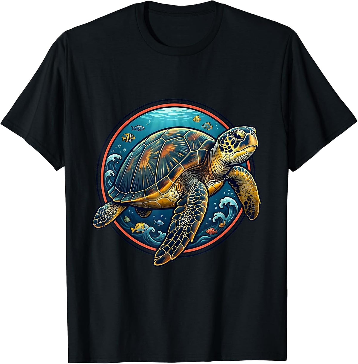 Men's Puerto Rico Leatherback Sea Turtle Deep Ocean Art T-Shirt - Black