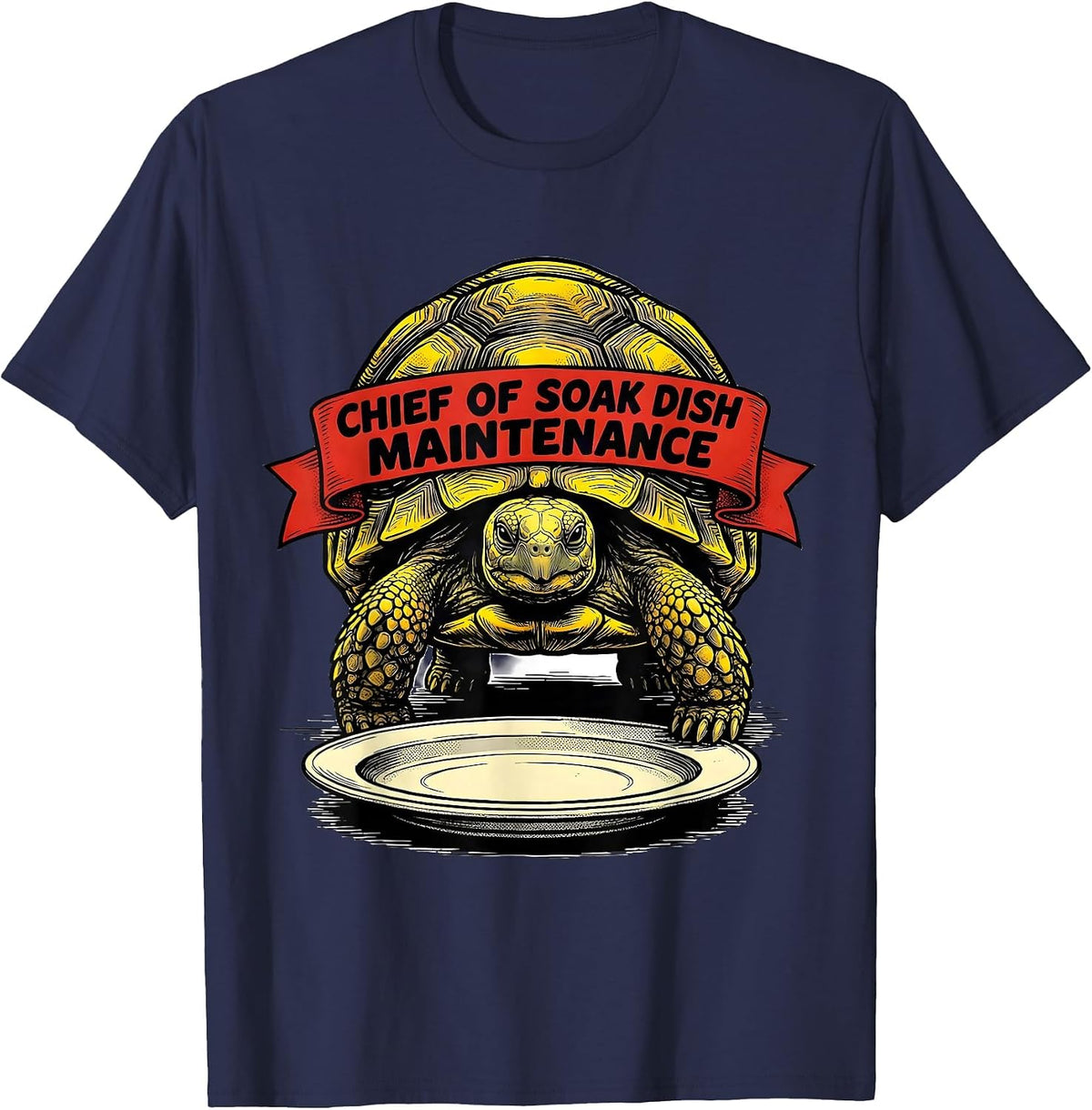 Chief Of Soak Dish Maintenance Funny Tortoise Pet Lover T-Shirt - Navy Blue