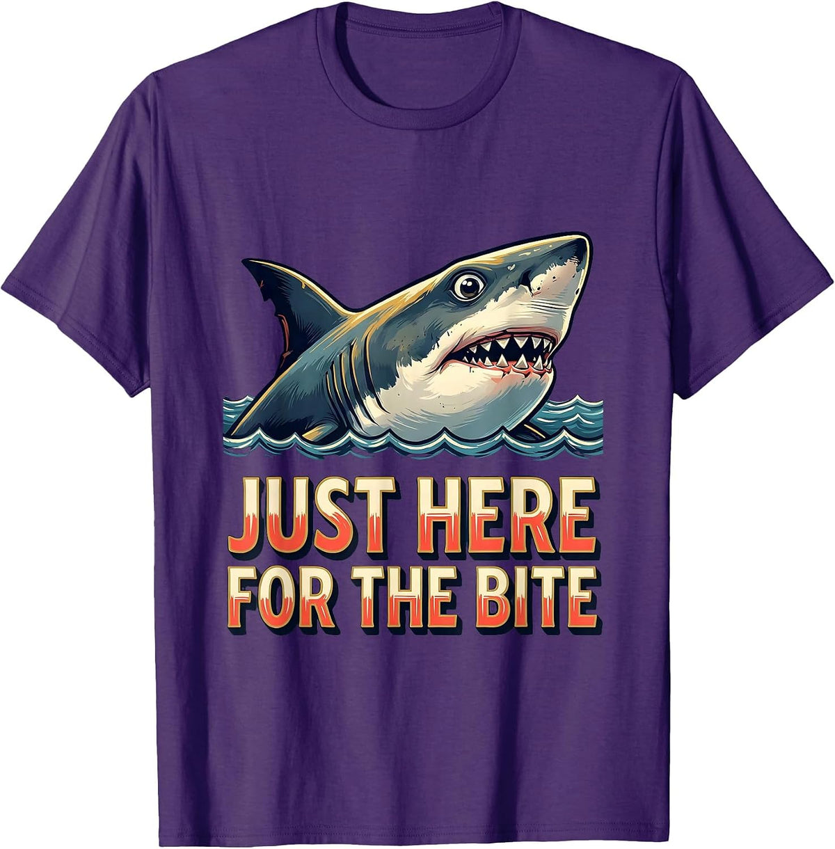 Just Here For The Bite Funny Shark Lover Ocean Humor Gift T-Shirt - Purple