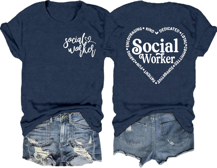 Social Worker Shirts for Women Social Work Month Advocate Kind Tee - Blue1