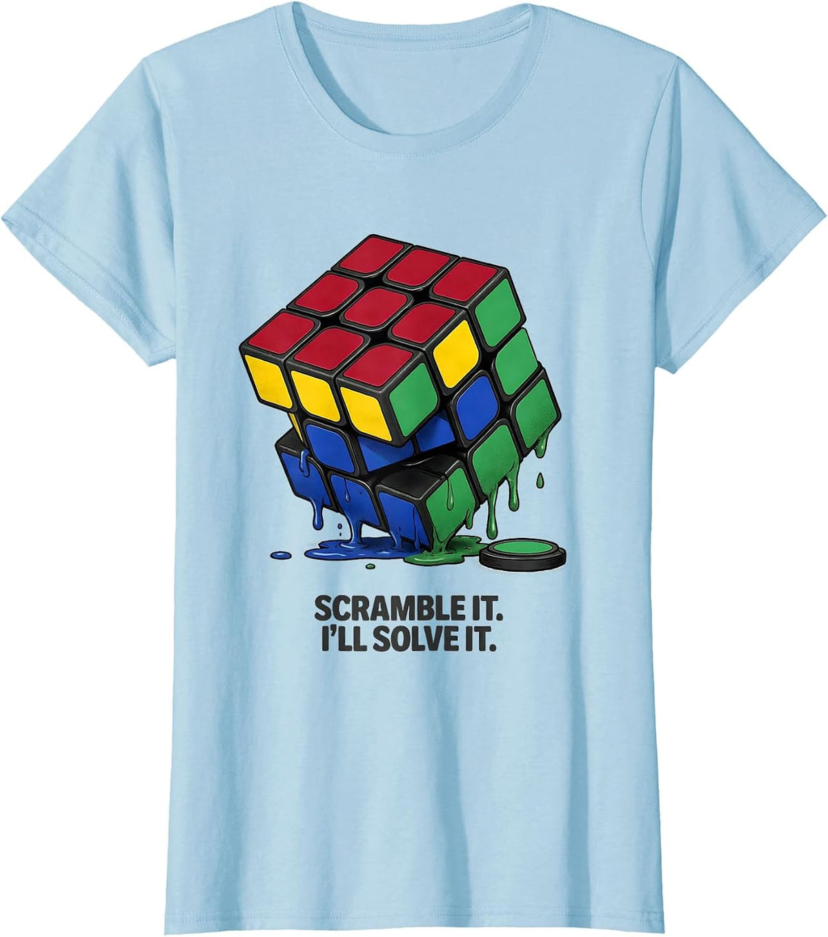 Women's Scramble It. I'll Solve It Funny Speed Cubing Puzzle Lover T-Shirt - Baby Blue