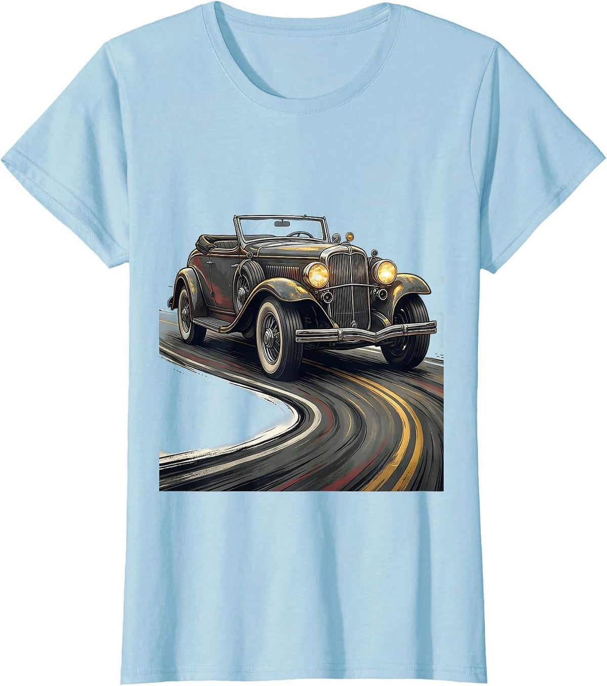 Vintage Convertible Classic Car Birthday Humor T-Shirt - Baby Blue