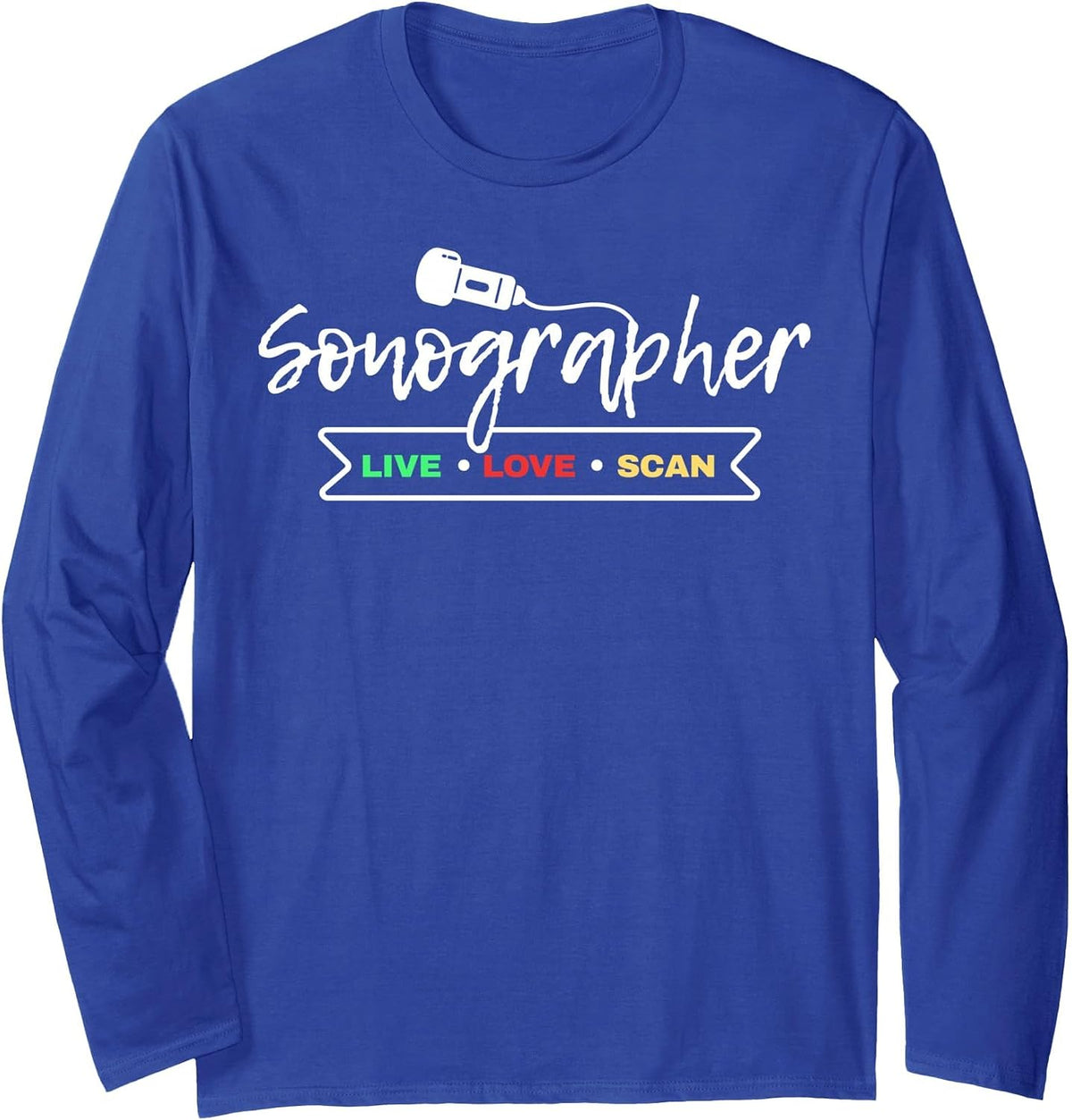 Retro Sonographer Ultrasound Sonography Technician Long Sleeve T-Shirt - Adult Unisex Royal Blue