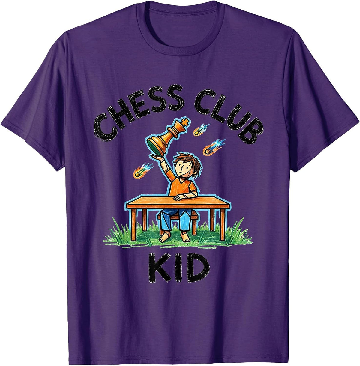 Men's Chess Club Kid Funny Chess Lover Kidcore Design T-Shirt - Purple
