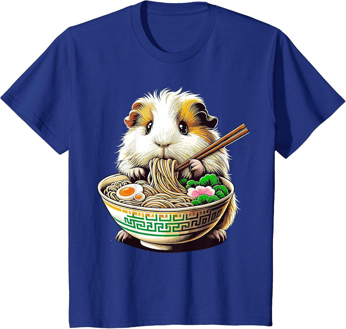 Guinea Pig Eating Japanese Ramen Kawaii Guinea Pig T-Shirt - Royal Blue