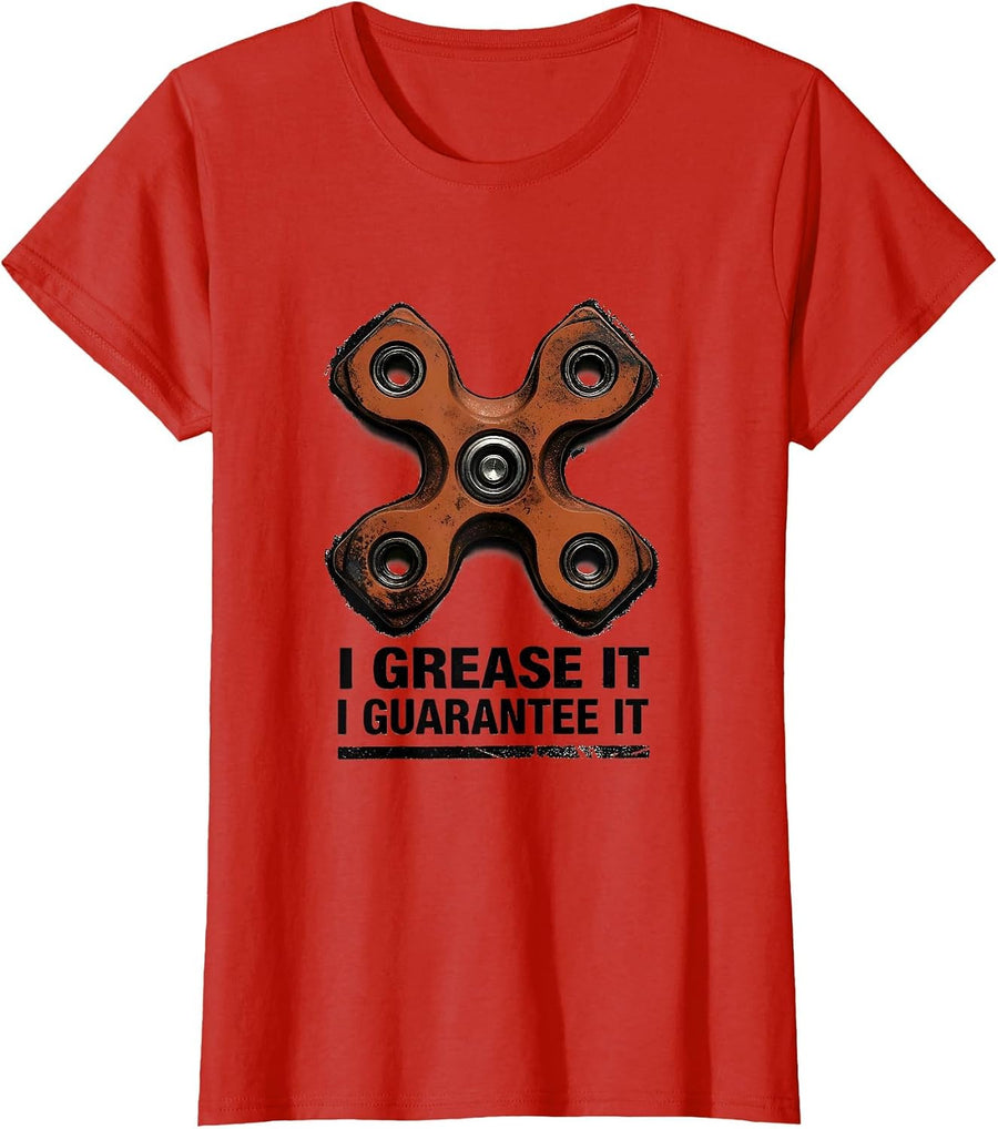 Women's I Grease It, I Guarantee It Funny Mechanic Auto Technician T-Shirt - Red