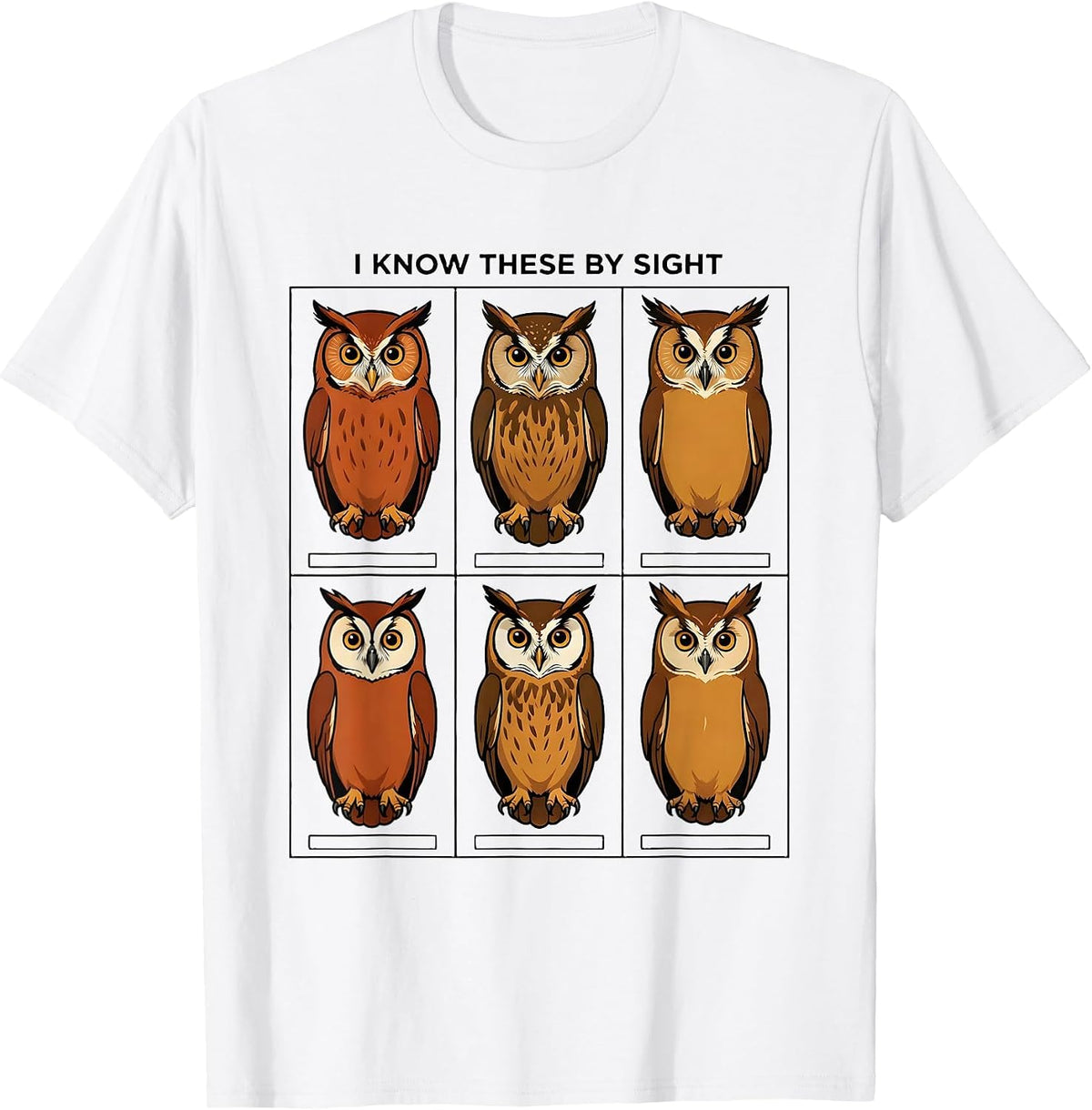 Men's I Know These By Sight Owl Bird Lover Species Identification T-Shirt - White