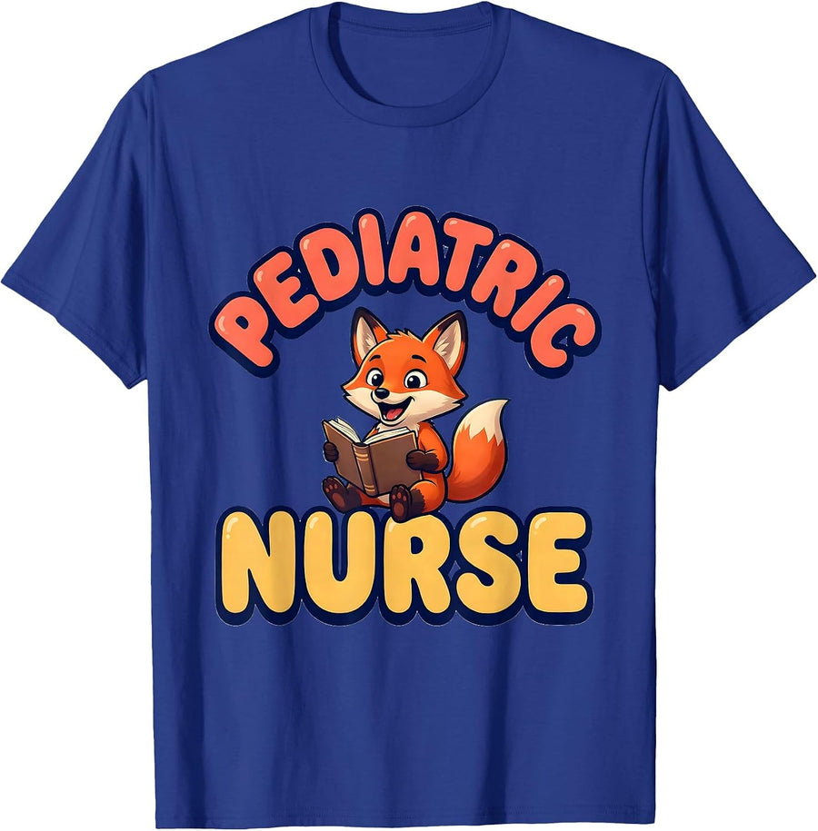 Pediatric Nurse Cute Fox Cartoon Animal Lover Occupation T-Shirt - Royal Blue