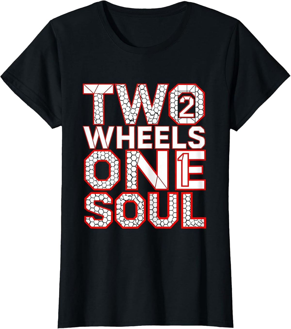 Two Wheels One Soul Bike Rider Design T-Shirt - Black