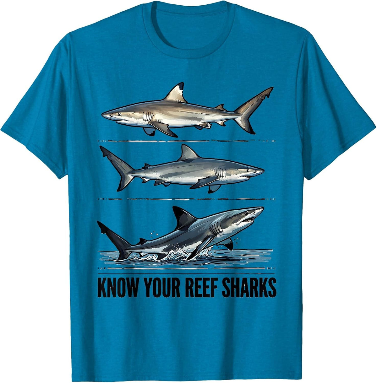 Know Your Reef Sharks Funny Shark Lover Ocean Wildlife Humor T-Shirt - Sapphire Blue