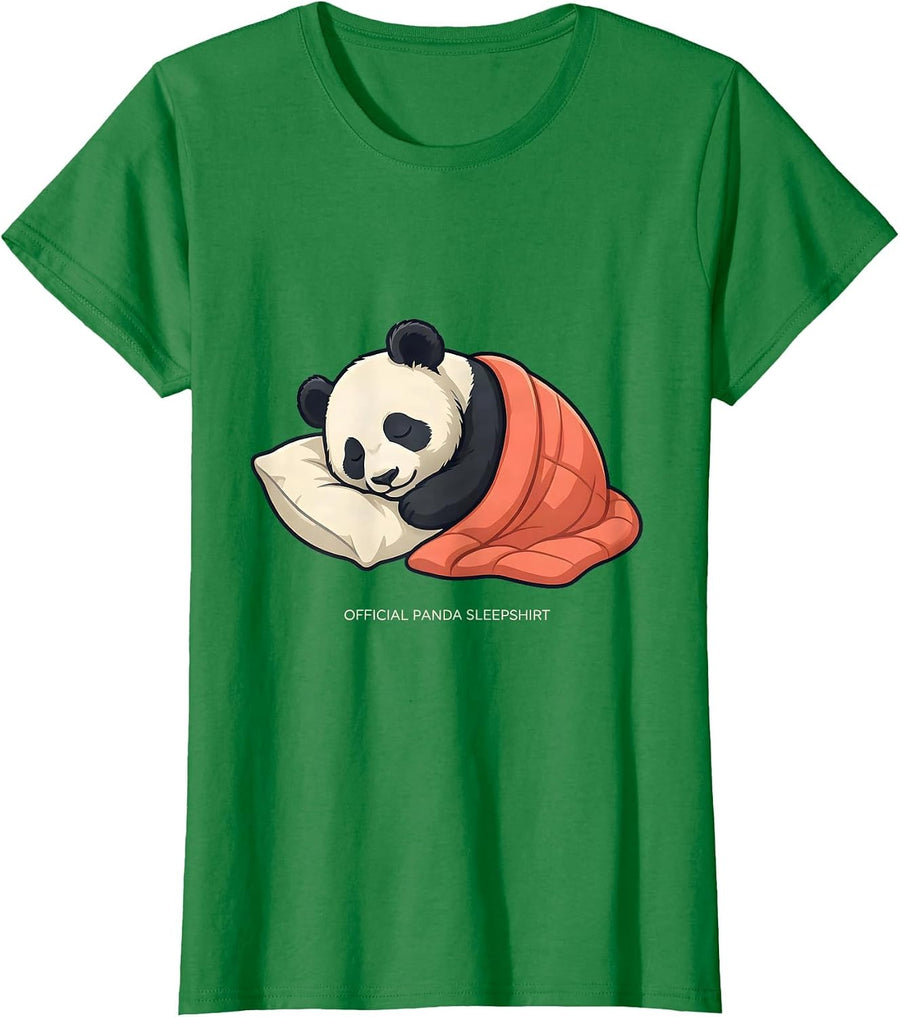 Women's Official Panda Sleepshirt Funny Animal Lover Cozy Novelty T-Shirt - Kelly Green