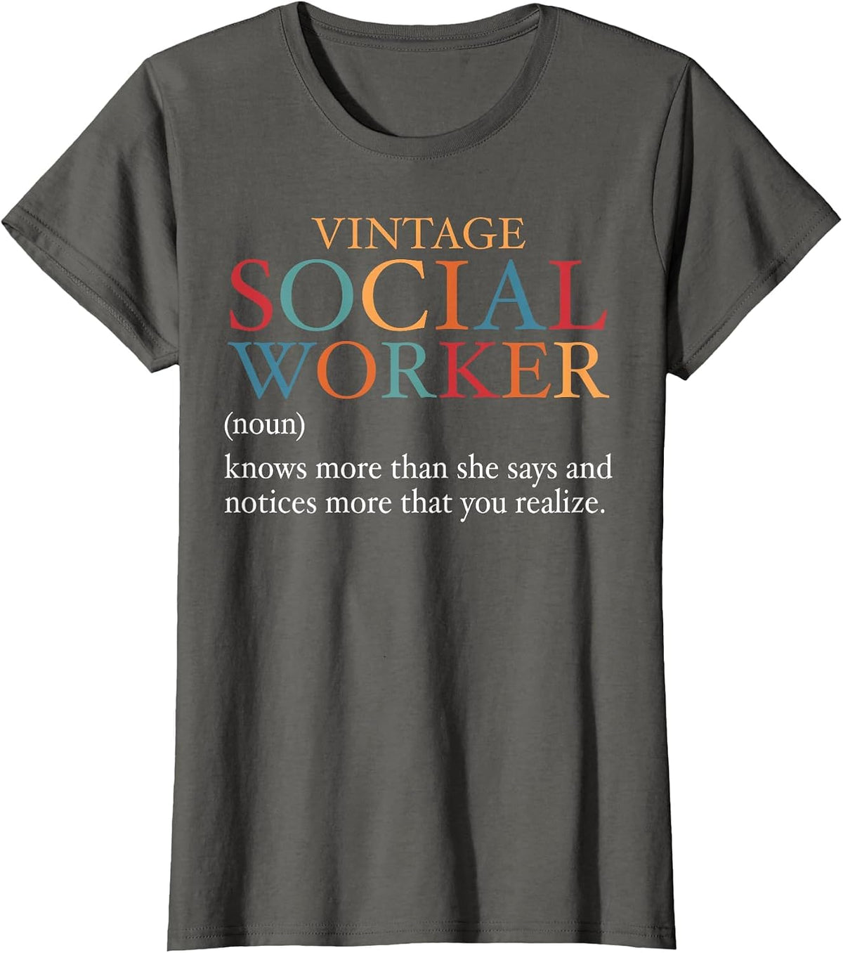 Vintage Social Worker Definition Funny Social Work T-Shirt - Asphalt Grey