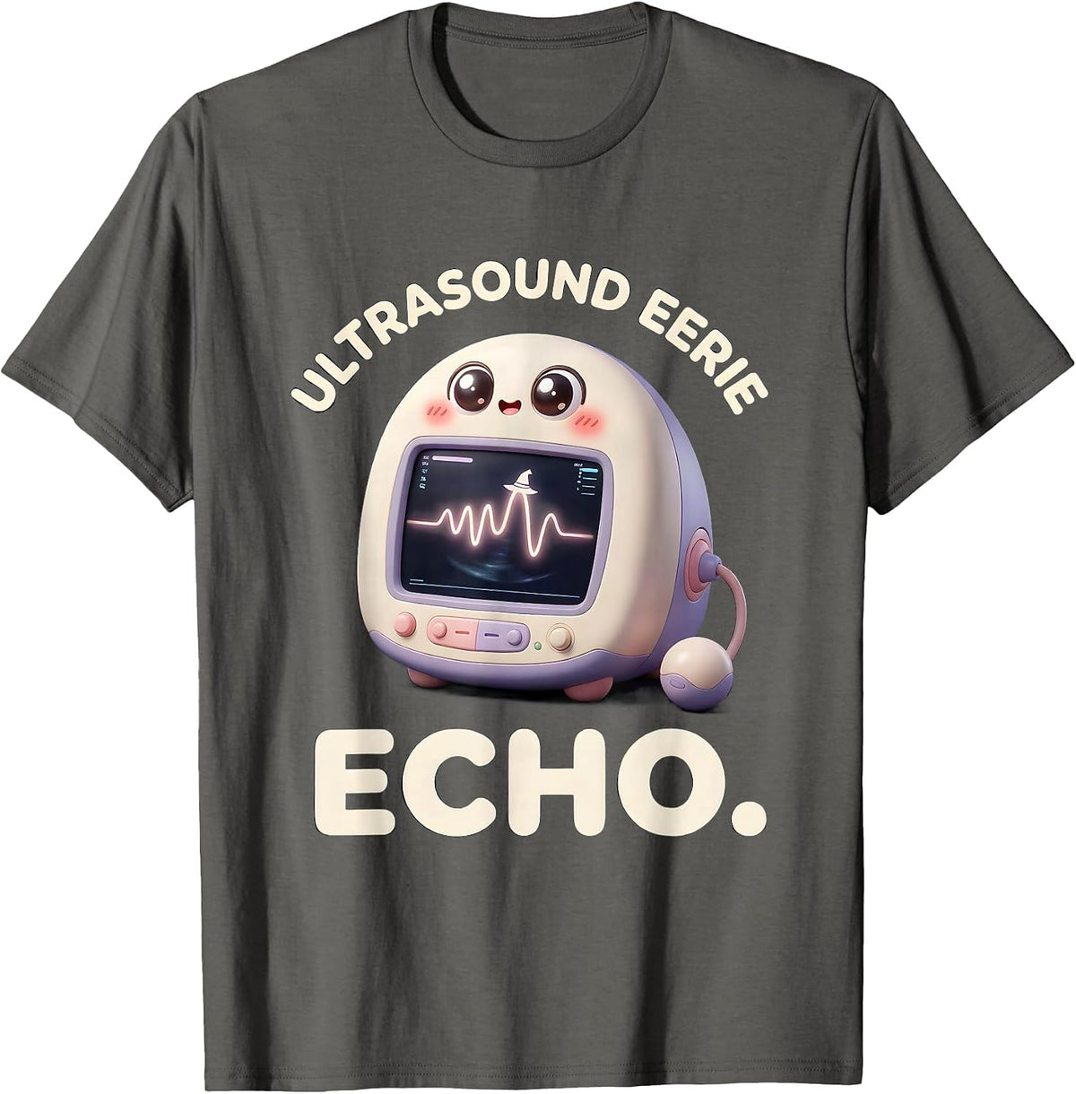 Men's Ultrasound Eerie Echo Cute Kawaii Halloween Radiology Tech T-Shirt - Asphalt Grey