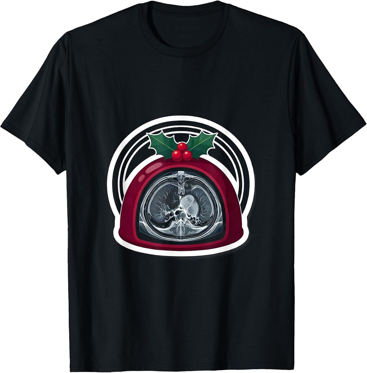 Men's Christmas Pudding Radiology Tech Humor Xray CT MRI T-Shirt - Black
