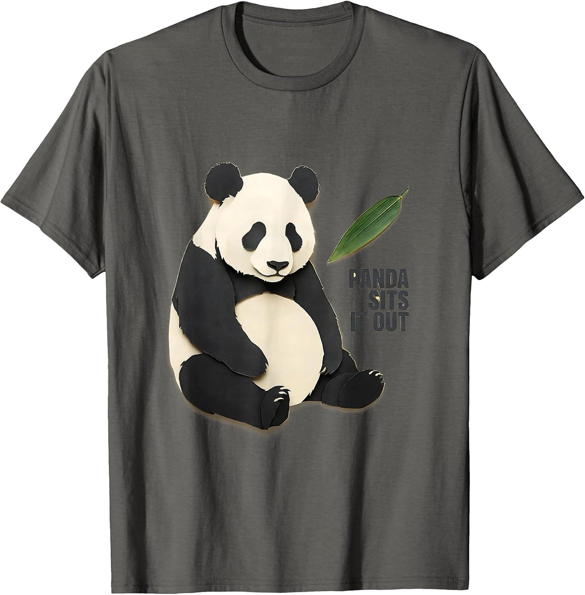 Men's Panda Sits It Out Cute Kawaii Panda Lover Humor T-Shirt - Asphalt Grey