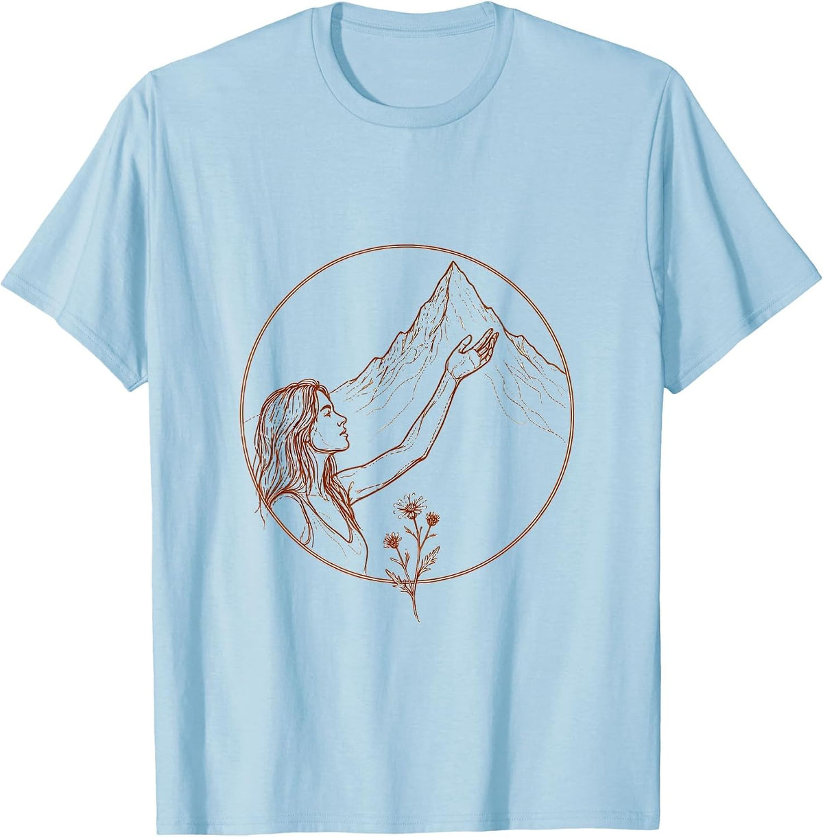 Men's Rock Climber Reaching High Outdoor Adventure T-Shirt - Baby Blue