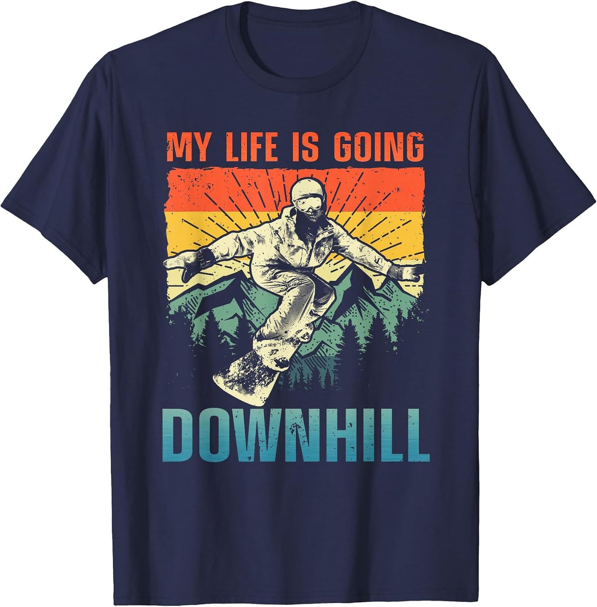 Cool Snowboarding Art for Men Women Snowboard Snowboarder T-Shirt - Navy Blue