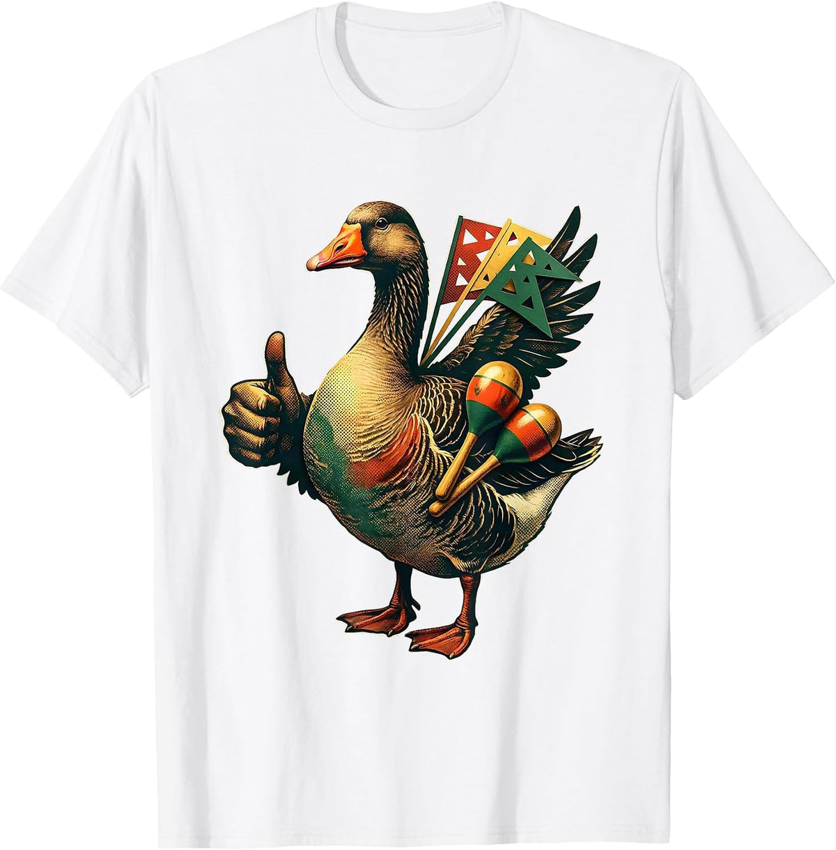Men's Broad Goose Thumbs-Up Mexican Spanish Pun Humor T-Shirt - White