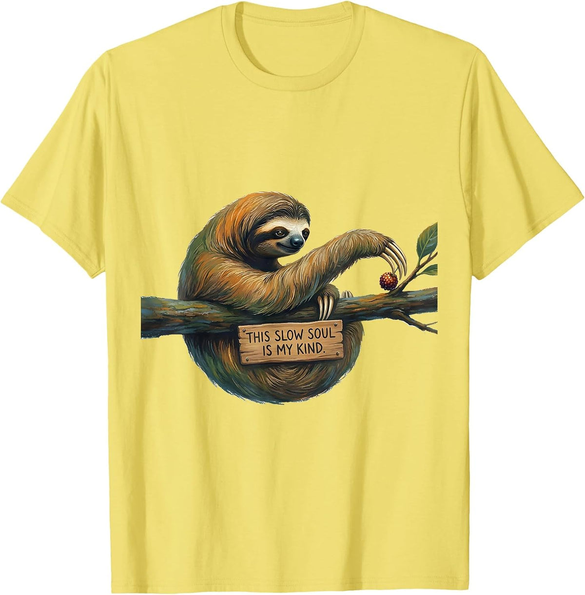 Men's This Slow Soul Is My Kind Funny Sloth Lover Novelty Gift T-Shirt - Lemon Yellow