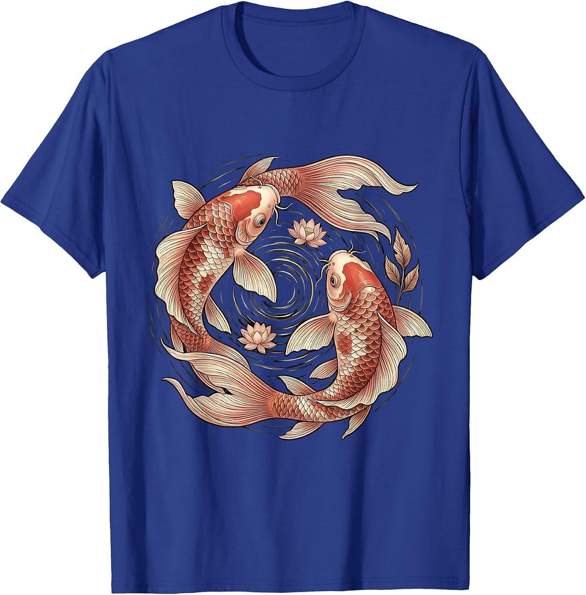 Koi Fish Pink Water Breast Cancer Awareness T-Shirt - Royal Blue