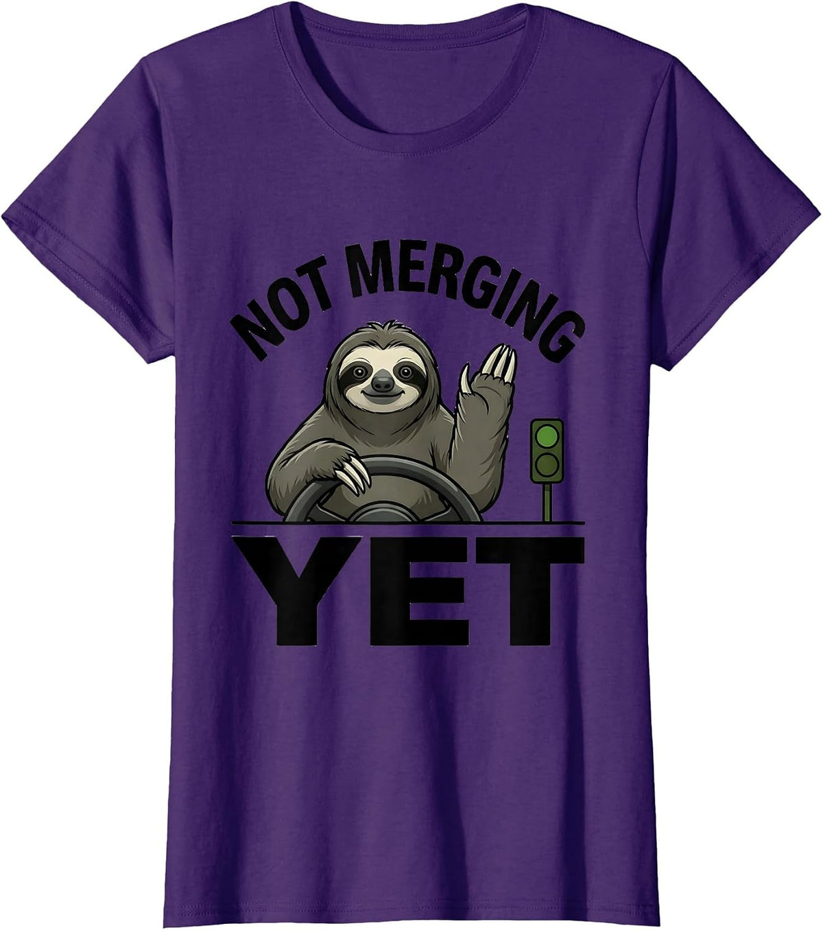 Women's Not Merging Yet Funny Sloth Humor Gift for Sloth Lovers T-Shirt - Purple